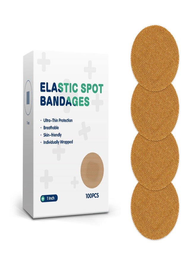 AndicAge 100PCS Adhesive Spot Bandage 1 Inch Elastic Fabric Round Adhesive Bandages with Non-Stick Pad for Hands, Arms Small Wounds,1 Boxes - Image 1